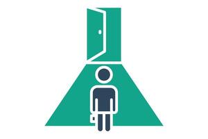 Opportunities icon. solid icon style. open door with person. icon related to SWOT. business elements illustration vector