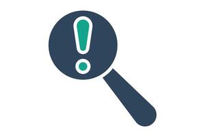 Problem icon. solid icon style. exclamation mark with magnifying glass. icon related to SWOT. business elements illustration vector