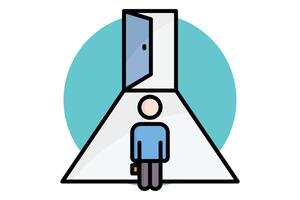 Opportunities colored outline icon. open door with person. icon related to SWOT. business elements illustration vector