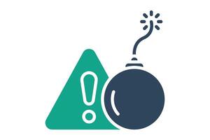 Threats icon. solid icon style. exclamation mark with bomb. icon related to SWOT. business elements illustration vector