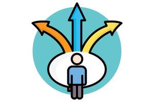 Challenge colored outline icon. businessman with cross. icon related to SWOT. business elements illustration vector