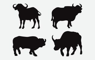 Print Comprehensive Buffalos Silhouette Collection for Wildlife and Nature Illustrations vector