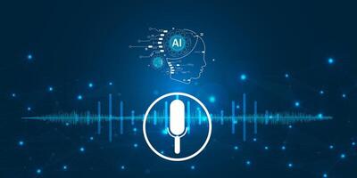 Voice recording or speech recognition technology background. Personal assistant app to give command. vector