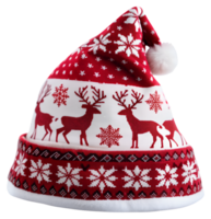 Hat with reindeer and snowflake patterns for winter decor on a transparent background png