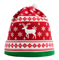 Hat with winter reindeer and snowflake patterns for holidays on a transparent background png