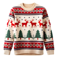 Sweater with reindeer patterns for a festive look on a transparent background png