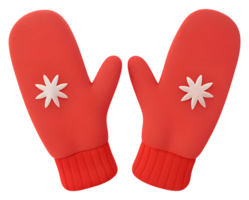 Elegant Red Gloves with Snowflake Patterns for Christmas on Clear Background png
