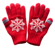 Festive Red Gloves with Snowflake Patterns on Transparent Background png