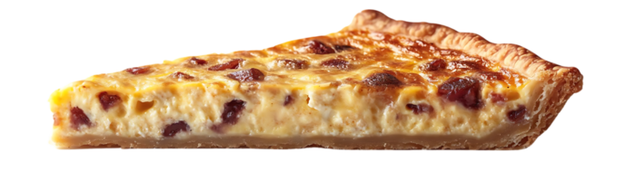 A Slice of Savory Goodness Bacon and Cheese Quiche with a Crispy Crust, Transparent Background png