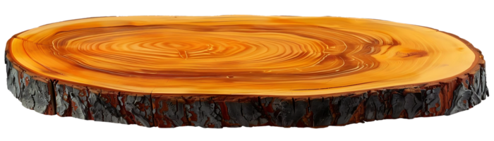 A Striking Slice of Wood Natural Grain Patterns and Rustic Bark with Transparent Background png
