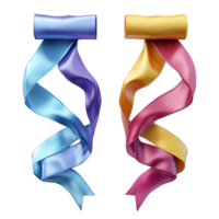 Colorful Satin Ribbons with a Transparent Background Perfect for Design Projects, Website Banners, and Social Media Posts png