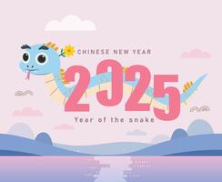 happy new year 2025, Chinese new year, year of the snake, Chinese zodiac snake in geometric flat modern style vector