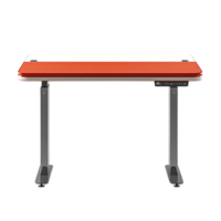 Red and White Electric Standing Desk with Transparent Background Modern Home Office Solution with Adjustable Height and Sleek Design png