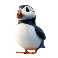 Cute Puffin with Transparent Background A Delightful Bird with Fluffy Feathers and a Red Beak png