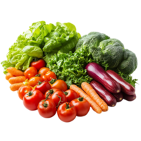 fresco verdure con trasparente sfondo un' colorato Schermo di pomodori, carote, broccoli, lattuga, e melanzane png
