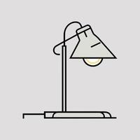Flat illustration of Minimalist Table Lamp Outline Isolated on White Background vector