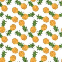 seamless pattern with pineapples on white background. Perfect for Hawaiian style textile print, summer party design, juice packaging. Tropical fruits in flat style. vector