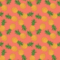 seamless pattern with pineapples on pink background. Perfect for Hawaiian style textile print, summer party design, juice packaging. Tropical fruits in flat style. vector