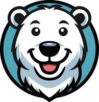Cute Happy Polar Bear Head Mascot vector