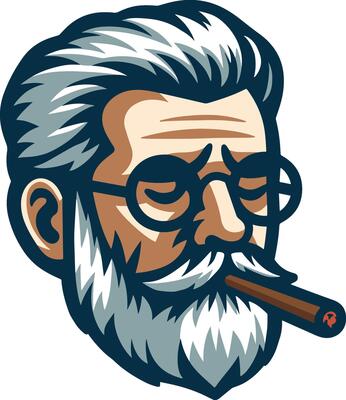 Old Guy Smoking Head Design