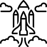 Black line icon for rocket launch vector