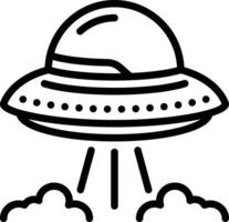 Black line icon for flying saucer vector