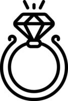 Black line icon for diamond ring vector