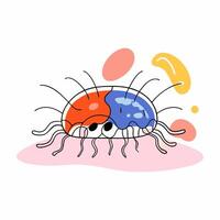 Playful illustration of a colorful, multi-legged insect with a friendly expression. vector