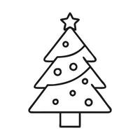 Icon of a Christmas Tree with Ornaments and Star Topper in Black and White.. vector