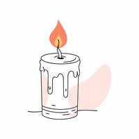 Minimalist design of a burning candle with soft, flowing wax.. vector