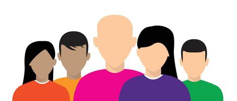 Diverse colorful peoples icon, multi-ethnic peoples community, protest, teamwork, unity illustration isolated on white background vector
