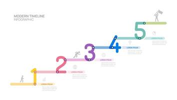 ladder Infographic line 5 steps to success growth template. Business process. illustration. vector