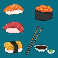 set of sushi and chopsticks illustration vector