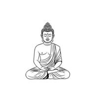 buddha in meditation pose on white background vector