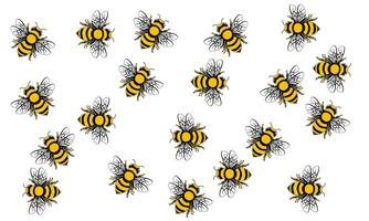 bees are flying in a circle on a white background vector