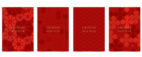 Happy Chinese New Year on red background with flower vector