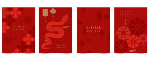 Happy Chinese New Year on red background with snake vector
