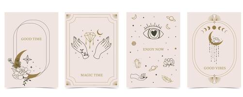 Boho invitation card with moon and eye vector