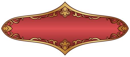 Vintage gold frame, red background Engraved with retro decorative pattern in antique rococo decorative design. vector