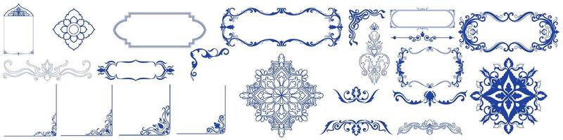blue frame vintage lines classic text box Abstract lines for decorating books and cards. Graphic elements vector