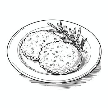 croqueta comida comida menú plato cocina comer bosquejo estilo vector