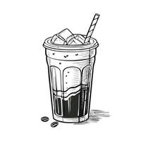 Cold Coffee Drink Beverage Menu Water Sketch Style vector