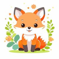 Fox Cute Small Cartoon vector