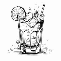 Cocktail Drink Beverage Water Menu Liquid Sketch Style vector