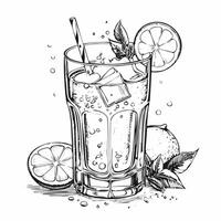 Cocktail Drink Beverage Water Menu Sketch Style vector