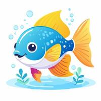 Fish Cute Small Cartoon Baby Character vector