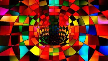 Abstract multicolor tunnel in art deco and cubism style in loop. video