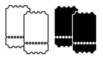 Linear icon. Theater ticket. Perforated paper ticket for admission to cinema. Simple black and white isolated on white background vector