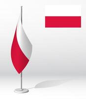 flag of POLAND on flagpole for registration of solemn event, meeting foreign guests. National independence day of POLAND. Realistic 3D on white vector