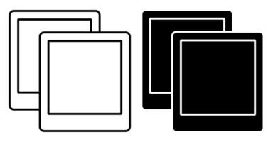Linear icon. Couple of snapshots. Photos of significant events and attractions. Simple black and white on white background vector
